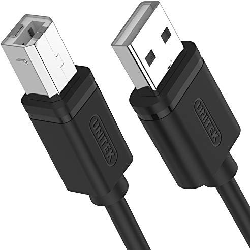 UNITEK Kabel USB A auf USB B (männlich-männlich) I 5 Meter, Standard USb 2.0, PVC, 28AWG, 100% Kupfer, Schwarz I Datenkabel für Drucker/Druckerkabel kompatibel mit PC, Notebook