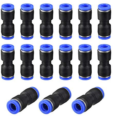 sourcing map Straight Push Connectors,8mm OD,Plastic Straight Union,Push to Connect Tube Fitting,Push Fit Lock,Blue,15pcs