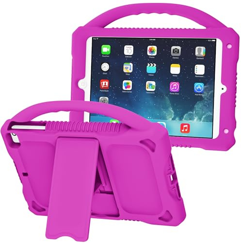 Adocham Kinder-Schutzhülle für iPad Mini 1-5, Langlebig, Stoßfest, Silikonhülle für Apple 7,9 Zoll iPad, Hülle Mit Standgriff (Lila)