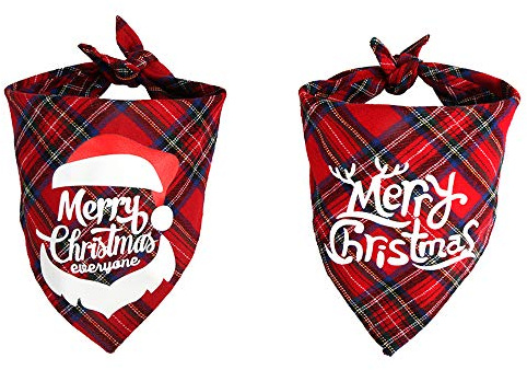 2 Pcs Christmas Dog Bandana, Pet Kerchief Scarf Dog Triangle Bibs Washable Cat Scarf Accessories for Christmas Holiday Festival Theme Party Cat Dog