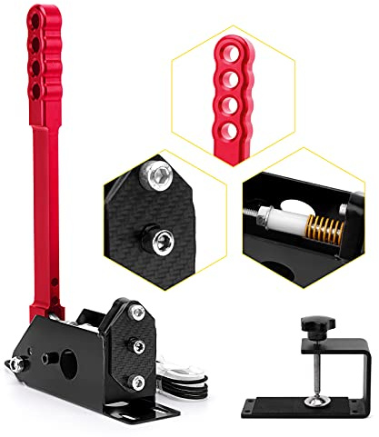 aikeec Freno de mano USB de 64 bits Freno de mano PC Sensor Hall para PC Widows Sim Racing Games G25 G27 G29 T500 FANATECOSW DIRT RALLY (con abrazadera, rojo)