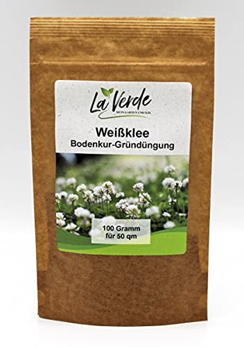 La Verde MEIN GARTEN UND ICH. Weißklee Samen 100g für 50m², Futterpflanze, Bodenkur, mehrjährige Gründüngung, Saatgut ohne Gentechnik