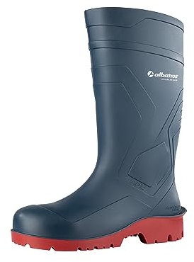 ALBATROS Arbeitsgummistiefel Protector Plus S5 – Hochwertige Arbeitsschuhe für Herren – Wasserdichte Gummistiefel mit Stahlkappe & Durchtrittschutz Blau Größe 45
