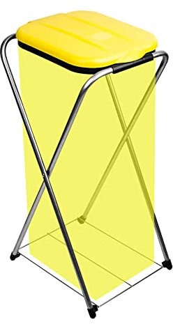 BigDean Müllsackständer EasyFix GELB 120L - Müllbeutelhalter mit Gitterboden - Müllsackhalter Metall Mülltütenhalter Gelber Sack Ständer