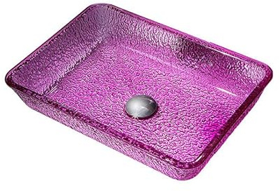 Homelava Lavabo da appoggio rettangolare Lavabo da bagno in vetro artistico per montaggio da appoggio(viola)