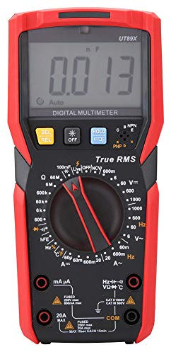 Digital Multimeter, UT89X UT89XD NVC Measurement Digital Multimeter with Temperance Testing LED Backlight, Car Battery Tester Circuit Tester(UT89X)
