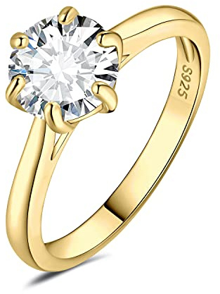 JewelryPalace 0.5ct 1ct 1.5ct Rund Moissanite Solitär Promise Ring Damen, Schmuck Set, Verlobungsring Damenring Silber 925 mit Stein Frauen, Simulierte Diamant Eheringe Silberringe Rosegold Gold
