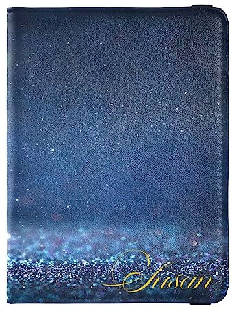 Personalisierte, glänzende Reisepasshülle, Brieftasche, Kombi, individueller Name, PU-Leder, Reisepass-Impfkartenschutz für Damen und Herren, Reisegeschenk, Glitzernde Retro-Lichter-Hintergrund,