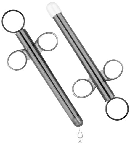 2Pcs Lube Applicator Injectors - Launcher, Syringe with Smooth Rounded Cap, Reusable Anal Vaginal Lube Tube Syringes (Grey)