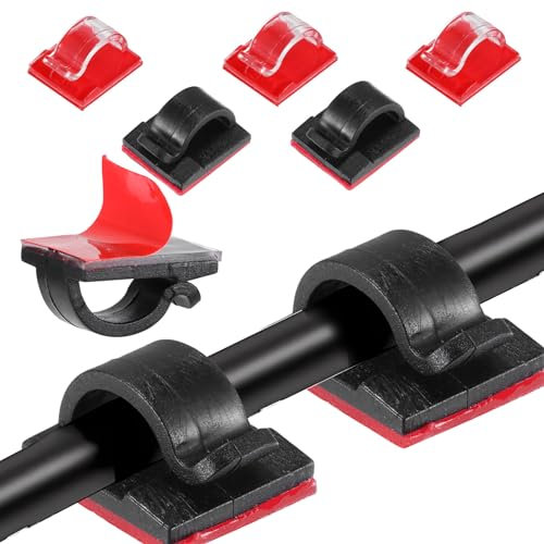 60PCS Cable Clips, Black Self Adhesive Cable Clips, Outdoor Light Wire Self Adhesive Cable Tidy Hooks, Clips Cable Wire Management Holder for Car Office Home Desk Wall Christmas Hanging Decorations