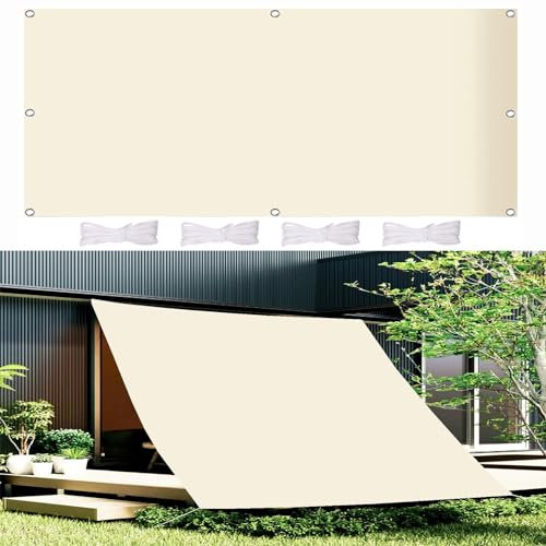 Sonnensegel für Seilspanntechnik 1.4 x 3.4 m UV-beständig Wetterfest Wasserdicht Segel Baldachin Terrasse Gartenge Multi Farbe und Größe Mit Kordel, Warmweiß