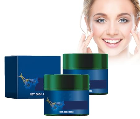 Dyceittdia 2pcs Blauer Enzian Creme, Bio-Straffungscreme, Blauer Enzian und Edelweiß, Feuchthaltecreme, Sanfte Pflegecreme für das Gesicht, Straffende Creme, 2pcs*50g, cream3