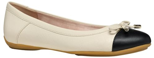 Geox Femme D Charlene C Ballerines Plates, Papyrus/Black, 41 EU