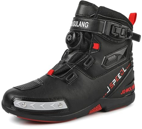 JiuQing Chaussures De Moto Hommes Bottines D'équitation De Rue Imperméables Antidérapantes Décontractées,Noir,46 EU