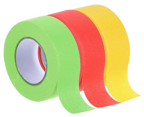 Rebower Masking Tape Red/Yellow/Light Green Painters Tape Paper Tape [for Crafts DIY Walls Painting Packing Automotive Home Decoration Teaching]- 0.9 Inch x 20 Yards/3 Rolls