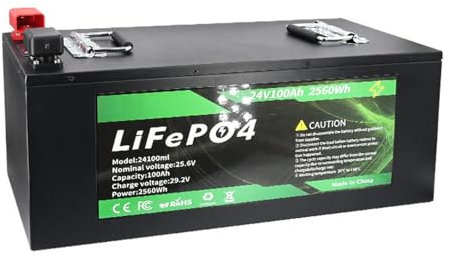 SSCYHT Batería Litio LiFePO4 24V 100Ah con protección contra Bajas temperaturas 100A BMS Batería LiFePO4 25,6V 100Ah para vehículos recreativos autocaravanas Marina y Camiones