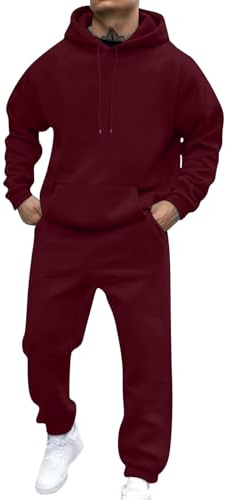 Men 2 Piece Outfits 2 Piece Oufits for Men Plain Crew Neck Long Sleeve Shirt and Trousers Solid Color Sport Suits Sweatsuit with Pockets UK Sweatsuits Sets Gym Tracksuit Mens Full Set Xmas