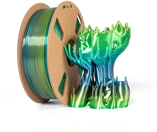 Seide Regenbogen PLA Filament 1.75 mm, Seide Mehrfarbig 3D Drucker Filament PLA 1KG Spule Farbverlauf Änderndes Mehrfarbig Filament für 3D Drucker, Seide Regenbogen Mehrfarbig Besuche Grün Typ