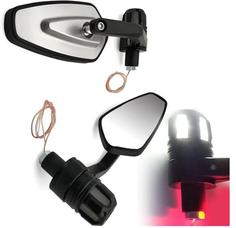 Motorrad Rückspiegel Für BM&W R1200GS R1200R R1200RT /SE R1200S R1200ST S1000R S1000RR Dekoration Motorrad Griff Spiegel Mit Blinker LED Signal Licht(Silver)