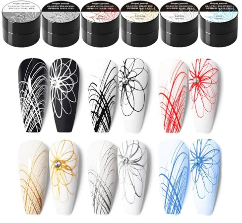 Gel di ragno - gel per Naill Artt | Liner Polish | Colori ragno | unghie da disegno a filo | di pittura per unghie | Policone di disegno elastico | Vernice unghie | Versatile