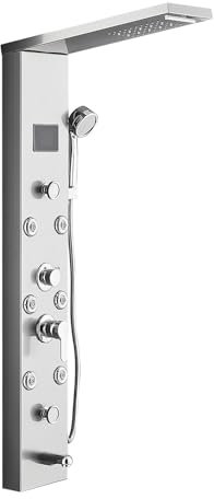 Panneaux de douche pour salle de bain, panneaux de douche muraux, montage mural, unité de douche LED avec affichage de la température, appareil de salle de bain avec portable, massage à la pluie pour