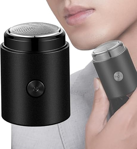 Mini rasoio elettrico, rasoio rotante portatile per uomini,Rasoio elettrico ricaricabile USB senza fili,Kit di toelettatura della barba umida e asciutta per la casa e i viaggi