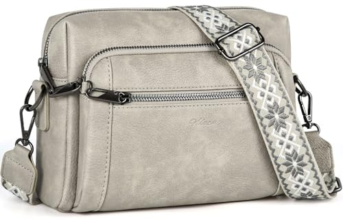 HILAEX Umhängetasche Damen Anti Diebstahl, Handtasche Damen Mittelgroß | mit 4 Fächern, mit Verstellbar Abnehmbar Breiter Gurt