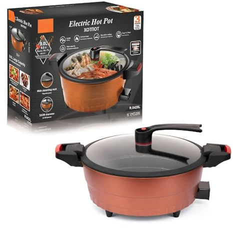 Olla Eléctrica De 8 L, Multifuncional: For Freír, Cocinar Al Vapor Y Hervir, Uso Doméstico, Diseño Compacto, Ideal For Fideos Y Cocina Diaria.