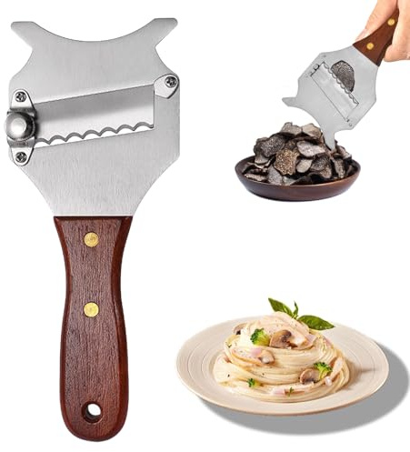 Trüffelhobel,Käseschneider,Parmesanhobel,Trüffelreibe,Edelstahl Trüffel Käsehobel,Gourmethobel Mit Holzgriff Und Einstellbare Klinge,Zum Schneiden Von Trüffel,Schokolade,Käse,Für Zuhause,Restauran