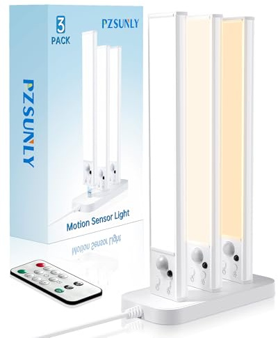 PZSUNLY Luz Led Cocina Bajo Mueble con Base de Carga, 3 Piezas con Sensor de Movimiento, 20cm Luces Armarios sin Cable, 3 Temperaturas de Color para Pasillo, Cocina, Blanco