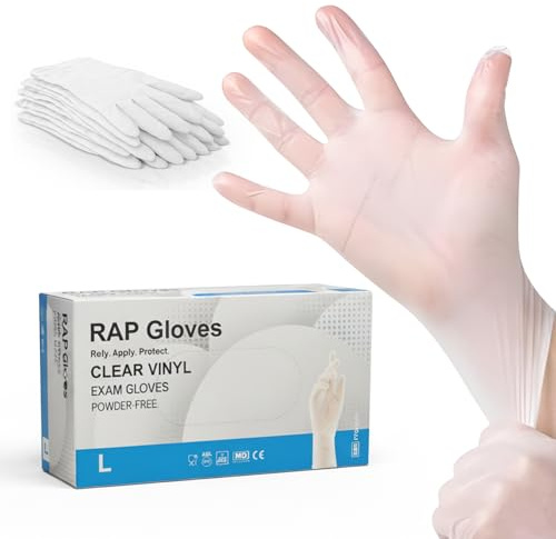 Clear Vinyl Disposable Gloves Large Pack of 200 Food Safe Bulk Multipurpose | Examination grade, latex free, ambidextrous, non-sterile, for janitorial work, catering, care homes and everyday cleaning
