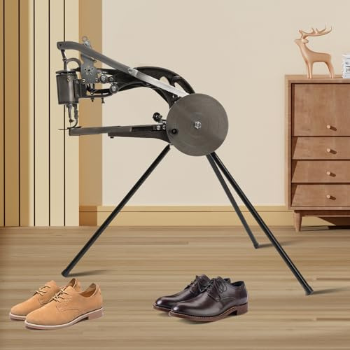 Máquina de coser manual de cuero para reparación de zapatos, máquina de coser a mano ajustable a 360 °, máquina de coser de metal para telas gruesas, lona, goma e impermeables, resistente y versátil