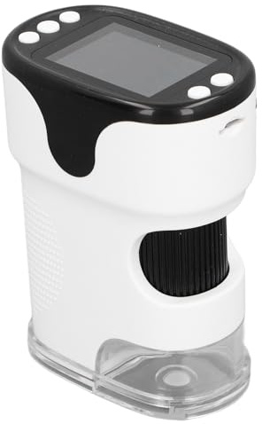 Keenso Microscopio de Mano para Niños FHD 10MP 1000X con Pantalla a Color de 2 Pulgadas, Kit de Portaobjetos de Microscopio Digital Portátil para Exploración Biológica, Material ABS Liviano (White)