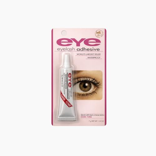 Eyelash Adhesive Glue 1/4 oz – Waterproof 24 Hour Long-Lasting Lash Glue for False Eyelashes | Super Strong Hold, Quick Dry, Gentle for Sensitive Eyes | Clear/Dark/Transparent (Dark Tone)