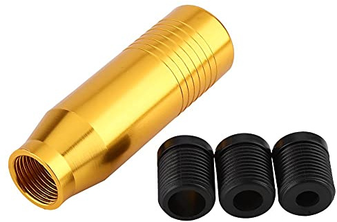 Minyinla Pomello Cambio Universale, Manopole Del Cambio Auto Lega Di Alluminio Leva Del Cambio Manuale 8,5 cm Con 3 Adattatori(Oro)