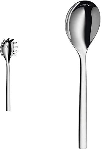 WMF Nuova Cuchara para Pasta, Acero Inoxidable Pulido + Nuova Cuchara para Servir, Acero Inoxidable Pulido
