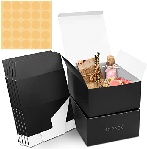 Belle Vous Svarta Kraft Presentlådor (10 Pack) - Lådan Mäter 20 x 20 x 10cm - Lätt Monteringsbar Presentationsförmånlig Presentlåda - Fester, Födelsedagar, Bröllop, Högtider