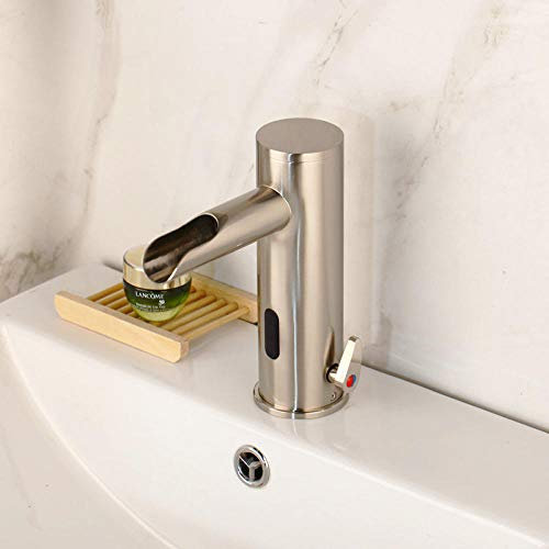 Huin Robinet à capteur Capteur infrarouge automatique Robinet tactile à la main Mélangeur froid chaud Mélangeur nickel brossé Robinet de salle de bain Robinets de bassin