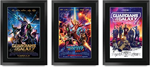HWC Trading A3 FR Guardians of The Galaxy Collection Chris Pratt and Cast Gifts gedrucktes Poster, signiertes Autogramm, Bild für Film-Erinnerungsstücke, A3, gerahmt