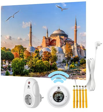 BR Bringer Bild Infrarotheizung rahmenlos 450 Watt & Thermostat mit Fernbedienung - Bildheizung mit UV Druck - 80x60x1,8cm - Istanbul, Türkei