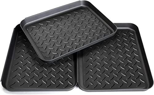 PIQIUQIU 3 Stück Schuhabtropfschale Schuhmatte Ablage, Schuhmatte Schuhwanne Kunststoff, für Schuhe Regen Haustiere Innen Außenbereich(35x27x3cm)