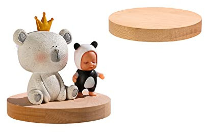 Z metnal Small Floating Round Shelves, Mini Wooden Shelf for Collection Action Figures, Decor Display Wall Shelf (Dia.15cm)