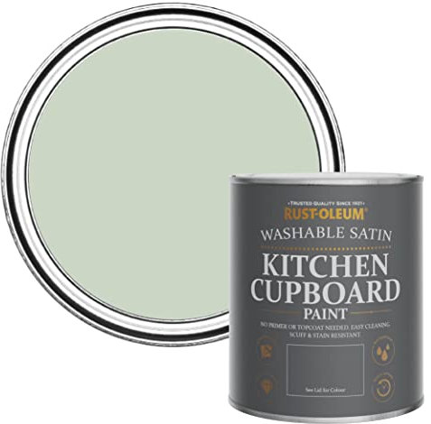 Rust-Oleum Green Scrubbable Kitchen Cupboard Paint in Satin Finish - Laurel Green 750ml