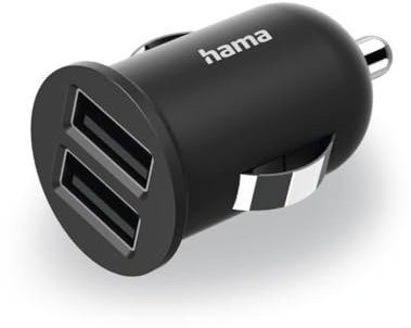 Hama Auto Ladegerät USB 12 W/2,4 A (2-fach Ladeadapter für Zigarettenanzünder USB-A 2 x 5 V, Mini USB-Ladegerät, Doppel-Ladeadapter für Kfz, 2-fach USB-Netzteil für Handys u.v.m.) schwarz