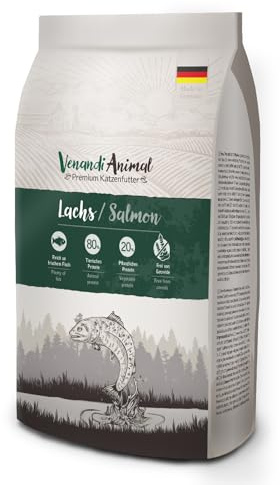 Venandi Animal – premium torrfoder för katter – lax, 1-pack (1 x 6,5 kg), spannmålsfri med massor av färskt kött
