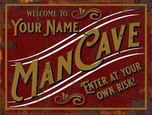 Personalised Customised Man cave Sign Metal TIN Plaque Retro Novelty Gift pub bar shed bedroom (10 x 8 (267mm x 200mm))