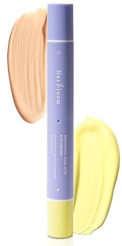 HERBLOOM Bakuchiol Night Care Eye Cream | Bakuchiol Dual Vita with Tinted Day Concealer | Korean EyeCream for Dark Circles Fine Lines 0.54 Fl Oz