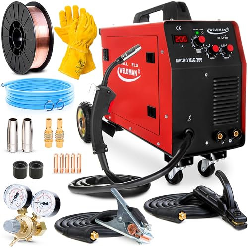 Weldman Micro MIG 200 - Poste de soudage MIG MAG, gaz protecteur 200A - Soudage: MIG/MAG, MMA - Poste a fil fourré combiné avec châssis - Technologie IGBT - Kit basic
