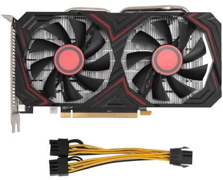 Yanmis Tarjeta Gráfica RX 580, 256 bits GDDR5 1380/7000 MHz, Tarjeta Gráfica GPU para Juegos PCI Express 2.0, Ventilador Dual para Juegos de Oficina y PC