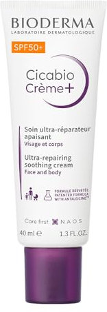 BIODERMA Cicabio Creme+ SPF50+ Soin anti-hyperpigmentation ultra réparateur et apaisant - Protège des agressions extérieures, texture « effet pansement » - Pour toute la famille - Tube 40 ml